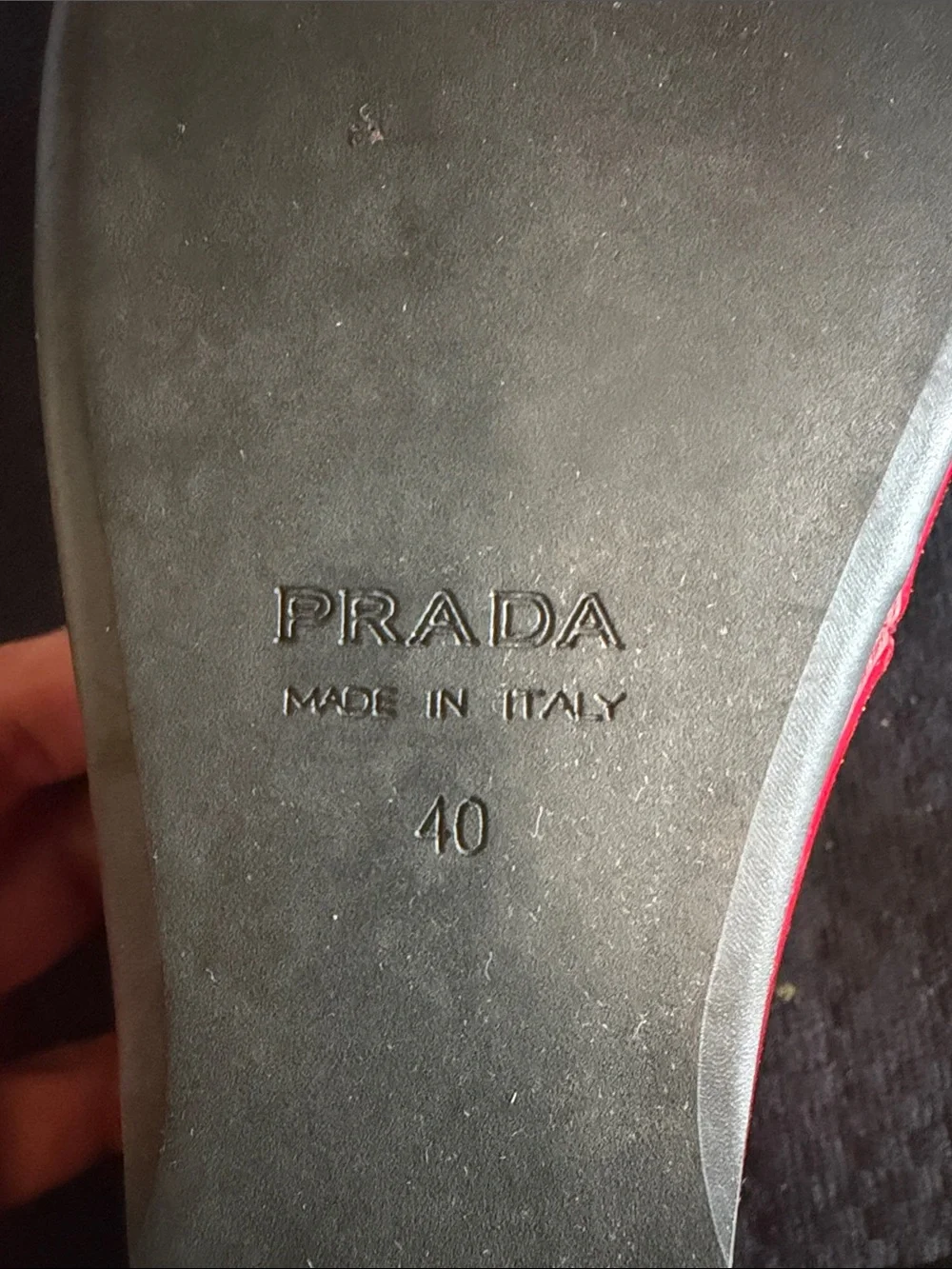 PRADA Red Patent Leather Thong wedge sandals